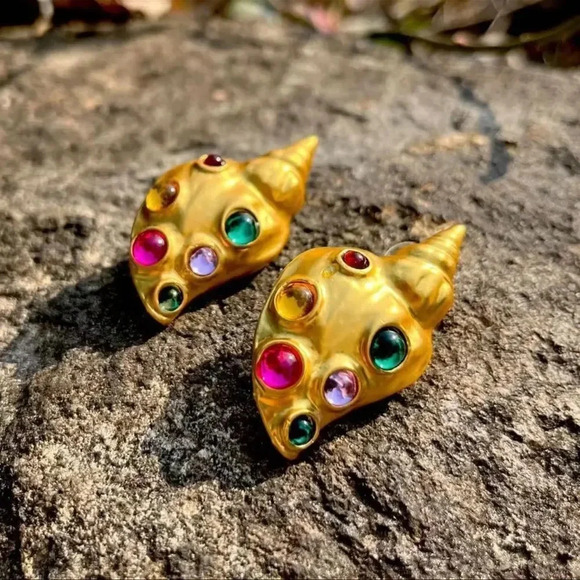 Zara Gold Colorful Shell Earrings - Picture 6 of 17